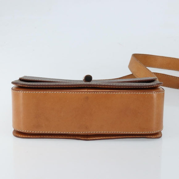 CELINE Macadam Canvas Umhängetasche PVC Leder Braun Gold Auth ARZ423