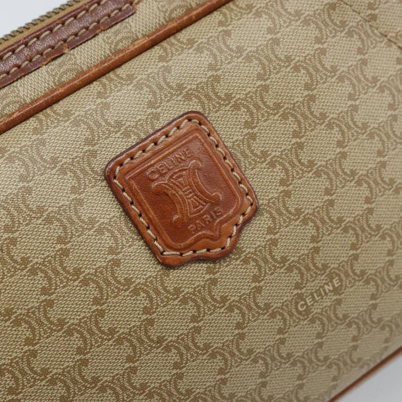 CELINE Macadam Canvas Shoulder Bag PVC Beige Gold Auth ARZ425