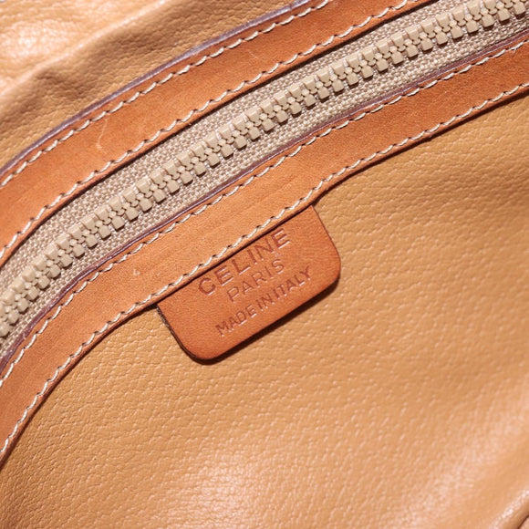 CELINE Macadam Canvas Shoulder Bag PVC Beige Gold Auth ARZ425
