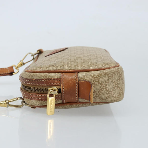 CELINE Macadam Canvas Shoulder Bag PVC Beige Gold Auth ARZ425