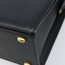CELINE Hand Bag Leather Black Gold Auth ARZ426A-9