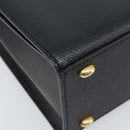 CELINE Hand Bag Leather Black Gold Auth ARZ426A-14