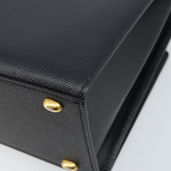 CELINE Hand Bag Leather Black Gold Auth ARZ426A
