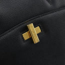 CELINE Hand Bag Leather Black Gold Auth ARZ426A-17