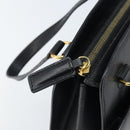 CELINE Hand Bag Leather Black Gold Auth ARZ426A-10