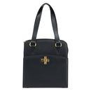 CELINE Hand Bag Leather Black Gold Auth ARZ426A-13