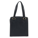 CELINE Hand Bag Leather Black Gold Auth ARZ426A-2