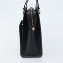 CELINE Hand Bag Leather Black Gold Auth ARZ426A-3