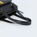 CELINE Hand Bag Leather Black Gold Auth ARZ426A-7