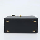 CELINE Hand Bag Leather Black Gold Auth ARZ426A-5