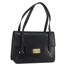 CELINE Hand Bag Leather Black Gold Auth ARZ427-1