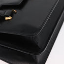 CELINE Hand Bag Leather Black Gold Auth ARZ427-9