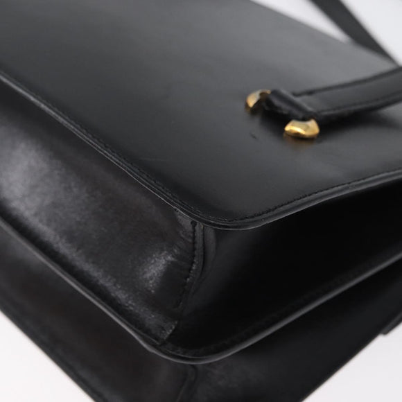 CELINE Hand Bag Leather Black Gold Auth ARZ427