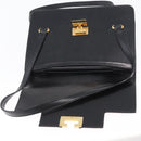 CELINE Hand Bag Leather Black Gold Auth ARZ427-18