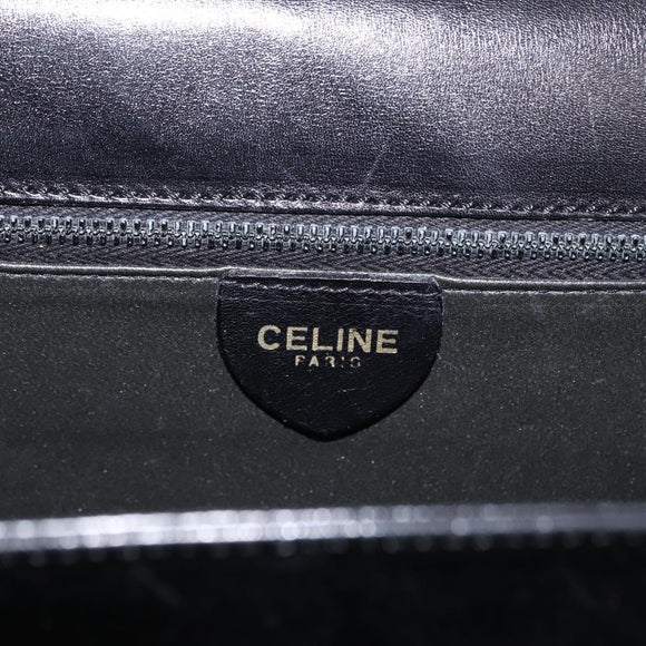 CELINE Hand Bag Leather Black Gold Auth ARZ427