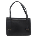 CELINE Hand Bag Leather Black Gold Auth ARZ427-2