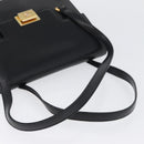 CELINE Hand Bag Leather Black Gold Auth ARZ427-7