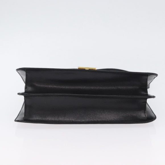 CELINE Hand Bag Leather Black Gold Auth ARZ427