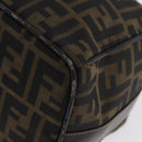 FENDI Zucca Canvas Vanity Hand Bag Black Brown gold Auth ARZ429-11