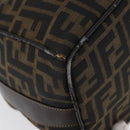 FENDI Zucca Canvas Vanity Hand Bag Black Brown gold Auth ARZ429-12