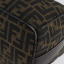FENDI Zucca Canvas Vanity Hand Bag Black Brown gold Auth ARZ429-13