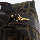FENDI Zucca Canvas Vanity Hand Bag Black Brown gold Auth ARZ429-15
