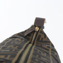 FENDI Zucca Canvas Vanity Hand Bag Black Brown gold Auth ARZ429-17
