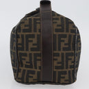 FENDI Zucca Canvas Vanity Hand Bag Black Brown gold Auth ARZ429-4