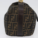 FENDI Zucca Canvas Vanity Hand Bag Black Brown gold Auth ARZ429-5