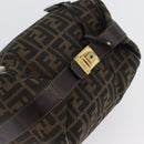 FENDI Zucca Canvas Vanity Hand Bag Black Brown gold Auth ARZ429-6