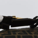 FENDI Zucca Canvas Vanity Hand Bag Black Brown gold Auth ARZ429-8