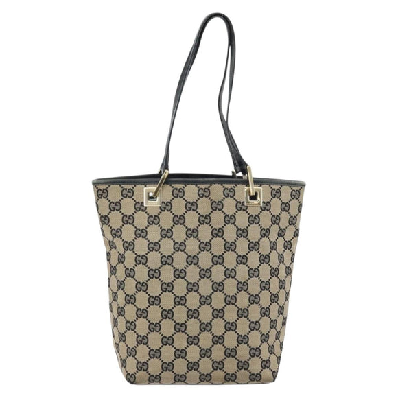 GUCCI GG Canvas Tote Bag Beige Gold 002 1099 Auth ARZ434