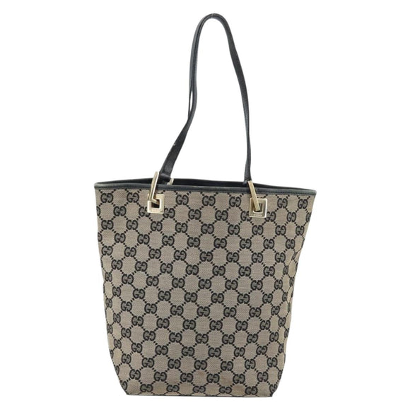 GUCCI GG Canvas Tote Bag Beige Gold 002 1099 Auth ARZ434