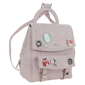 Christian Dior Cannage Stardust Small Backpack Lamb Skin Pink Auth ARZ437M