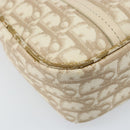Christian Dior Trotter Canvas Romantic Hand Bag PVC Beige Silver Auth ARZ438-11