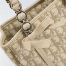 Christian Dior Trotter Canvas Romantic Hand Bag PVC Beige Silver Auth ARZ438-14
