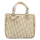 Christian Dior Trotter Canvas Romantic Hand Bag PVC Beige Silver Auth ARZ438-2