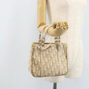 Christian Dior Trotter Canvas Romantic Hand Bag PVC Beige Silver Auth ARZ438-22