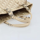 Christian Dior Trotter Canvas Romantic Hand Bag PVC Beige Silver Auth ARZ438-7