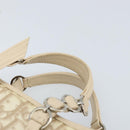 Christian Dior Trotter Canvas Romantic Hand Bag PVC Beige Silver Auth ARZ438-8