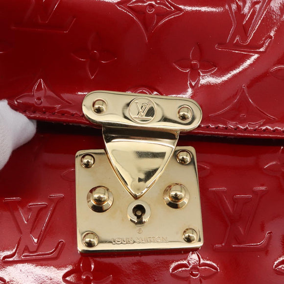 LOUIS VUITTON Monogram Vernis Spring Street Hand Bag Red M91135 LV Auth ARZ439