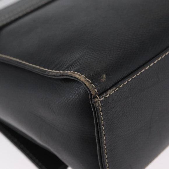LOEWE Anagram Hand Bag Leather 2way Black Gold Auth ARZ441