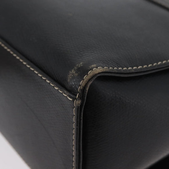 LOEWE Anagram Hand Bag Leather 2way Black Gold Auth ARZ441