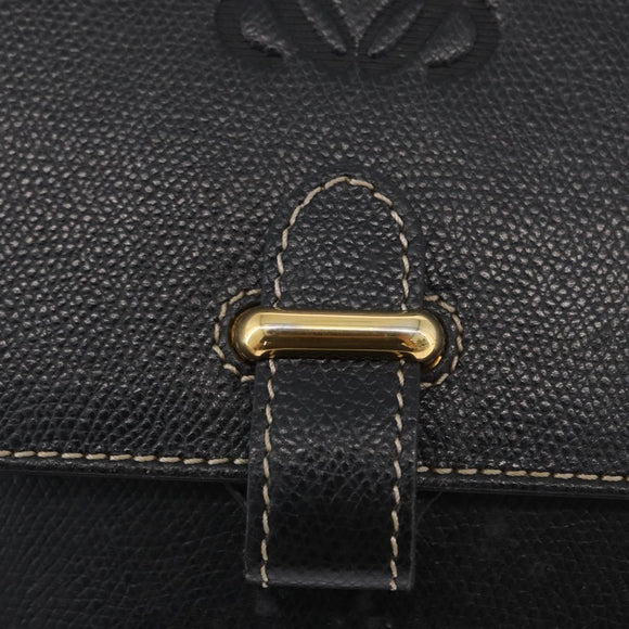 LOEWE Anagram Hand Bag Leather 2way Black Gold Auth ARZ441