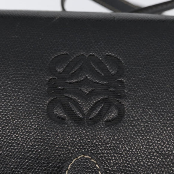 LOEWE Anagram Hand Bag Leather 2way Black Gold Auth ARZ441