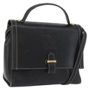 LOEWE Anagram Hand Bag Leather 2way Black Gold Auth ARZ441-1