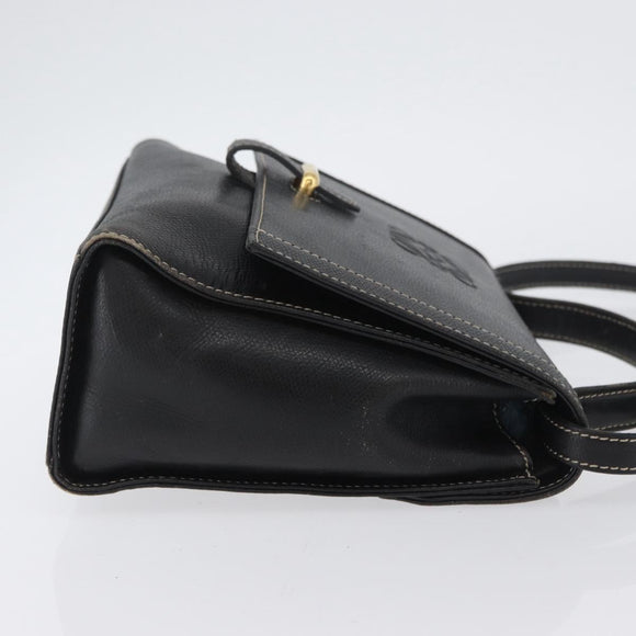 LOEWE Anagram Hand Bag Leather 2way Black Gold Auth ARZ441