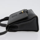 LOEWE Anagram Hand Bag Leather 2way Black Gold Auth ARZ441-4
