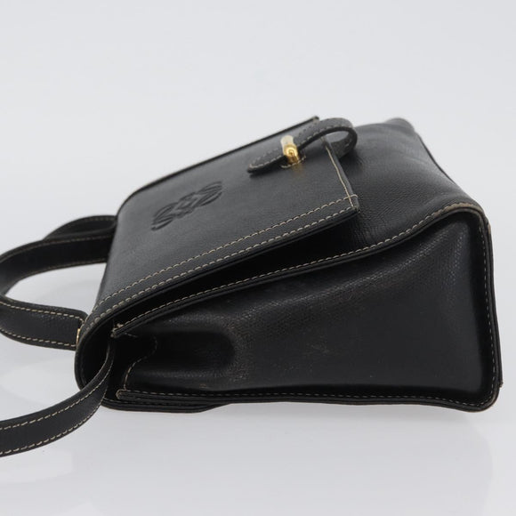 LOEWE Anagram Hand Bag Leather 2way Black Gold Auth ARZ441