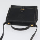 LOEWE Anagram Hand Bag Leather 2way Black Gold Auth ARZ441-6